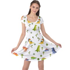 Vector Baby Dino Seamless Pattern Cap Sleeve Dress by Grandong