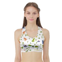 Vector Baby Dino Seamless Pattern Sports Bra With Border by Grandong