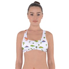 Vector Baby Dino Seamless Pattern Got No Strings Sports Bra by Grandong