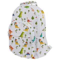 Vector Baby Dino Seamless Pattern Rounded Multi Pocket Backpack by Grandong