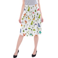 Vector Baby Dino Seamless Pattern Midi Beach Skirt by Grandong