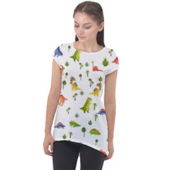 Vector Baby Dino Seamless Pattern Cap Sleeve High Low Top by Grandong