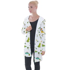 Vector Baby Dino Seamless Pattern Longline Hooded Cardigan by Grandong