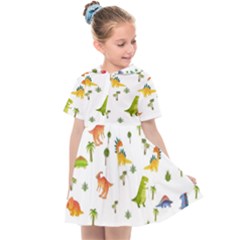 Vector Baby Dino Seamless Pattern Kids  Sailor Dress by Grandong