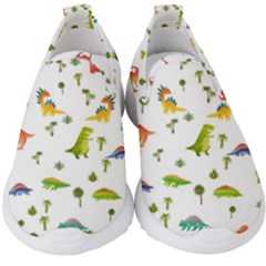 Vector Baby Dino Seamless Pattern Kids  Slip On Sneakers by Grandong