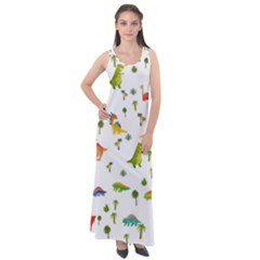 Vector Baby Dino Seamless Pattern Sleeveless Velour Maxi Dress by Grandong