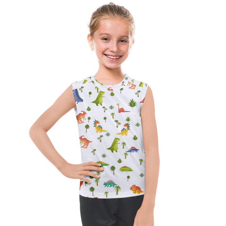 Vector Baby Dino Seamless Pattern Kids  Mesh Tank Top