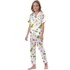 Vector Baby Dino Seamless Pattern Kids  Satin Short Sleeve Pajamas Set by Grandong