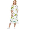 Vector Baby Dino Seamless Pattern Bow Sleeve Chiffon Midi Dress View1