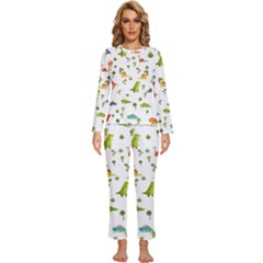 Vector Baby Dino Seamless Pattern Womens  Long Sleeve Lightweight Pajamas Set by Grandong