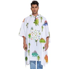 Vector Baby Dino Seamless Pattern Men s Hooded Rain Ponchos by Grandong