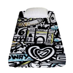 New York City Nyc Broadway Doodle Art Fitted Sheet (single Size) by Grandong