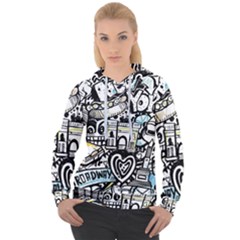 New York City Nyc Broadway Doodle Art Women s Overhead Hoodie by Grandong