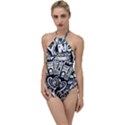 New York City Nyc Broadway Doodle Art Go with the Flow One Piece Swimsuit View1