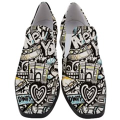 New York City Nyc Broadway Doodle Art Women Slip On Heel Loafers by Grandong