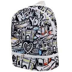 New York City Nyc Broadway Doodle Art Zip Bottom Backpack by Grandong