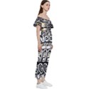 New York City Nyc Broadway Doodle Art Bardot Ruffle jumpsuit View3