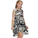 New York City Nyc Broadway Doodle Art Kids  Frill Swing Dress View3