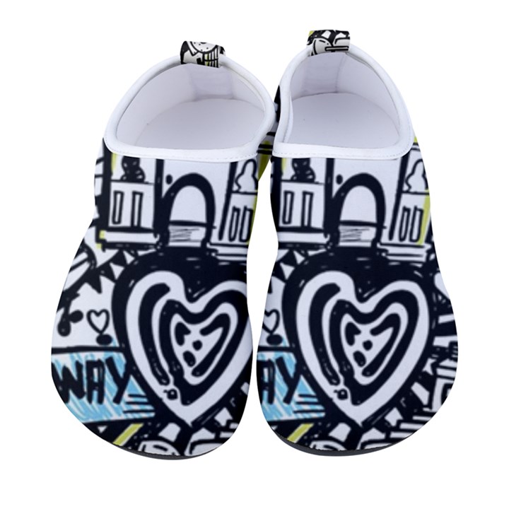 New York City Nyc Broadway Doodle Art Women s Sock-Style Water Shoes