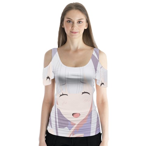 Emilia Rezero Butterfly Sleeve Cutout Tee  by artworkshop