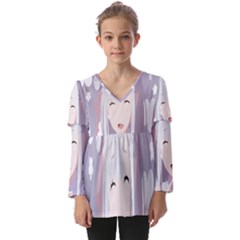 Emilia Rezero Kids  V Neck Casual Top by artworkshop