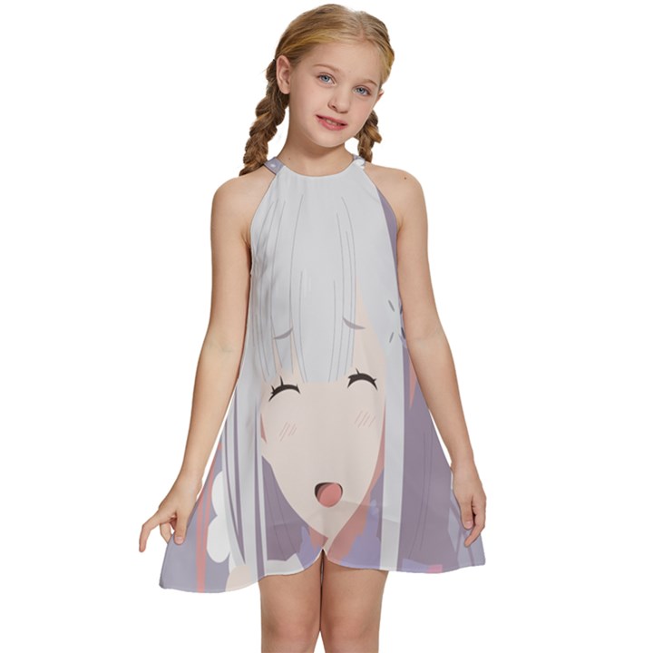 Emilia Rezero Kids  Halter Collar Waist Tie Chiffon Dress