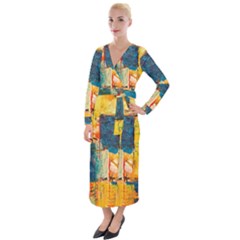 Wall Art Velvet Maxi Wrap Dress