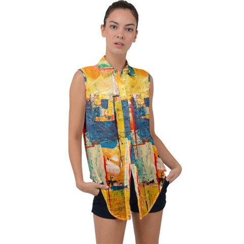 Wall Art Sleeveless Chiffon Button Shirt by artworkshop