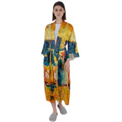 Wall Art Maxi Satin Kimono