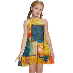 Wall Art Kids  Halter Collar Waist Tie Chiffon Dress by artworkshop