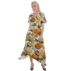 Wallpapper Cross Front Sharkbite Hem Maxi Dress by artworkshop