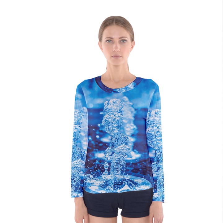 Water Blue Wallpaper Women s Long Sleeve Tee