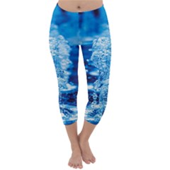 Water Blue Wallpaper Capri Winter Leggings  by artworkshop