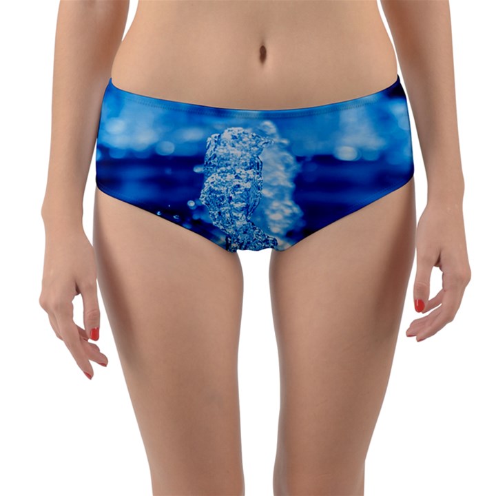 Water Blue Wallpaper Reversible Mid-Waist Bikini Bottoms