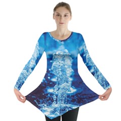 Water Blue Wallpaper Long Sleeve Tunic  by artworkshop