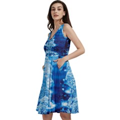 Water Blue Wallpaper Sleeveless V-neck Skater Dress With Pockets by artworkshop