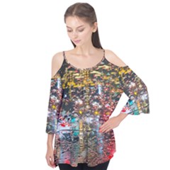 Water Droplets Flutter Sleeve Tee 