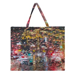 Water Droplets Zipper Large Tote Bag by artworkshop