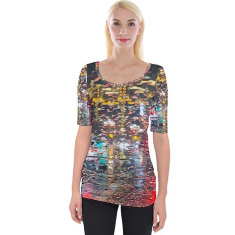 Water Droplets Wide Neckline Tee by artworkshop