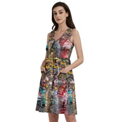 Water Droplets Sleeveless Dress With Pocket