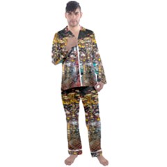 Water Droplets Men s Long Sleeve Satin Pajamas Set