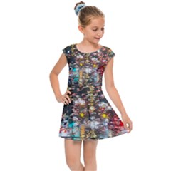 Water Droplets Kids  Cap Sleeve Dress