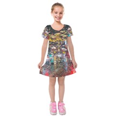 Water Droplets Kids  Short Sleeve Velvet Dress by artworkshop