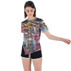 Water Droplets Asymmetrical Short Sleeve Sports Tee