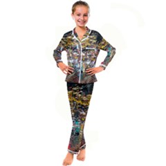 Water Droplets Kids  Satin Long Sleeve Pajamas Set