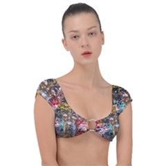 Water Droplets Cap Sleeve Ring Bikini Top