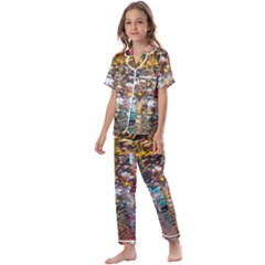 Water Droplets Kids  Satin Short Sleeve Pajamas Set