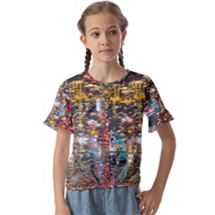 Water Droplets Kids  Cuff Sleeve Scrunch Bottom Tee