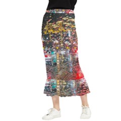 Water Droplets Maxi Fishtail Chiffon Skirt by artworkshop