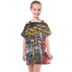 Water Droplets Kids  One Piece Chiffon Dress by artworkshop